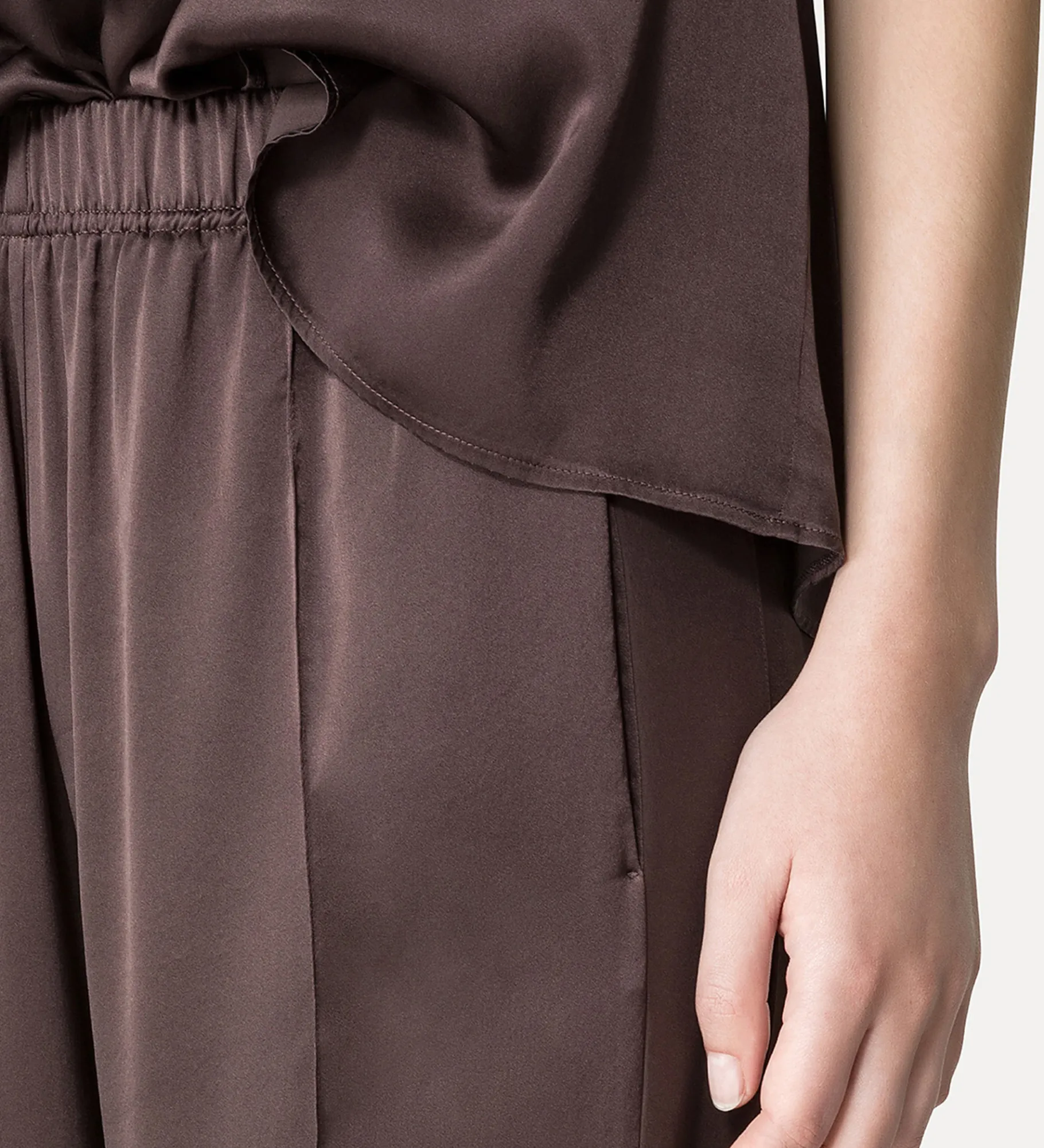 forte_forte Pantalons^jogging à coupe ample en satin de soie lava