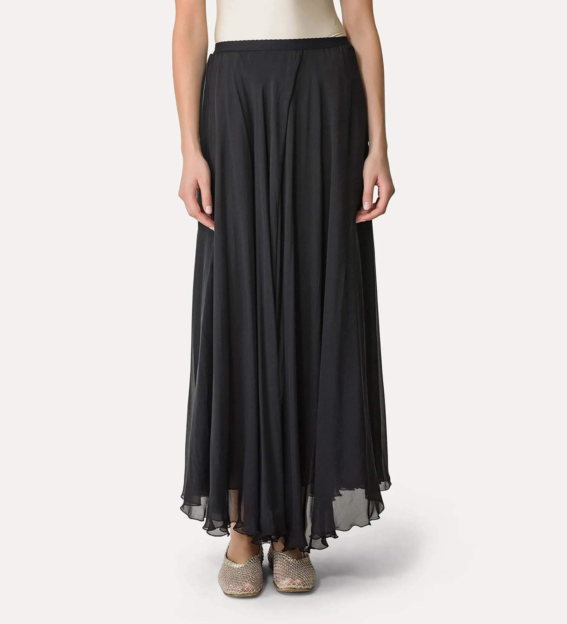 forte_forte Jupes^jupe longue en chiffon de soie noir
