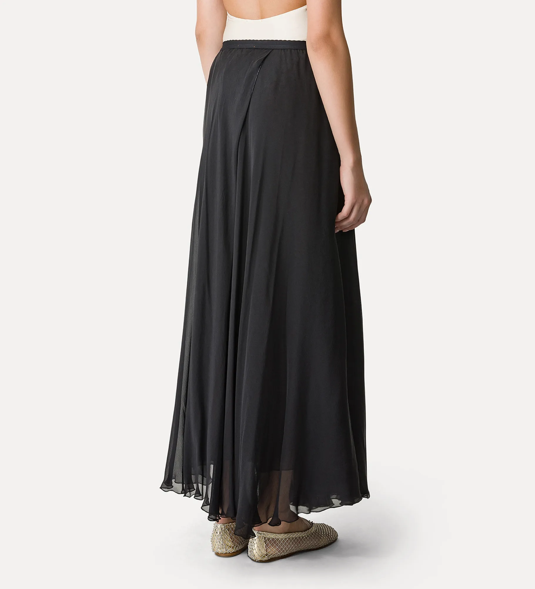 forte_forte Jupes^jupe longue en chiffon de soie noir