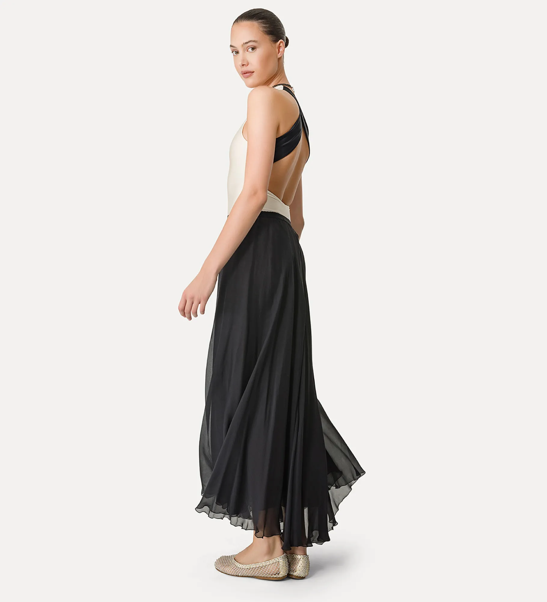 forte_forte Jupes^jupe longue en chiffon de soie noir