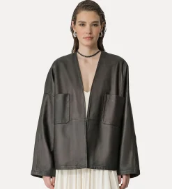 forte_forte Vestes^kimono en cuir nappa abisso
