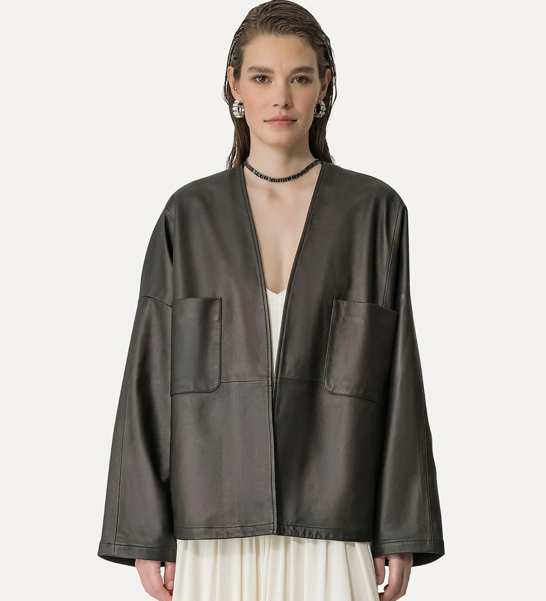 forte_forte Vestes^kimono en cuir nappa abisso