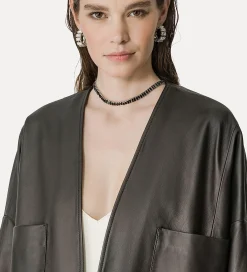 forte_forte Vestes^kimono en cuir nappa abisso