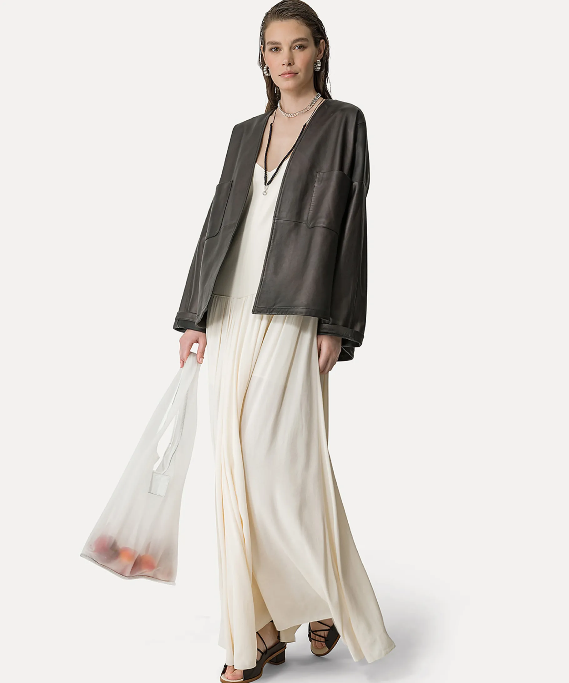 forte_forte Vestes^kimono en cuir nappa abisso