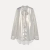 forte_forte Chemises^la chemise avec nœud en georgette laminée light gold