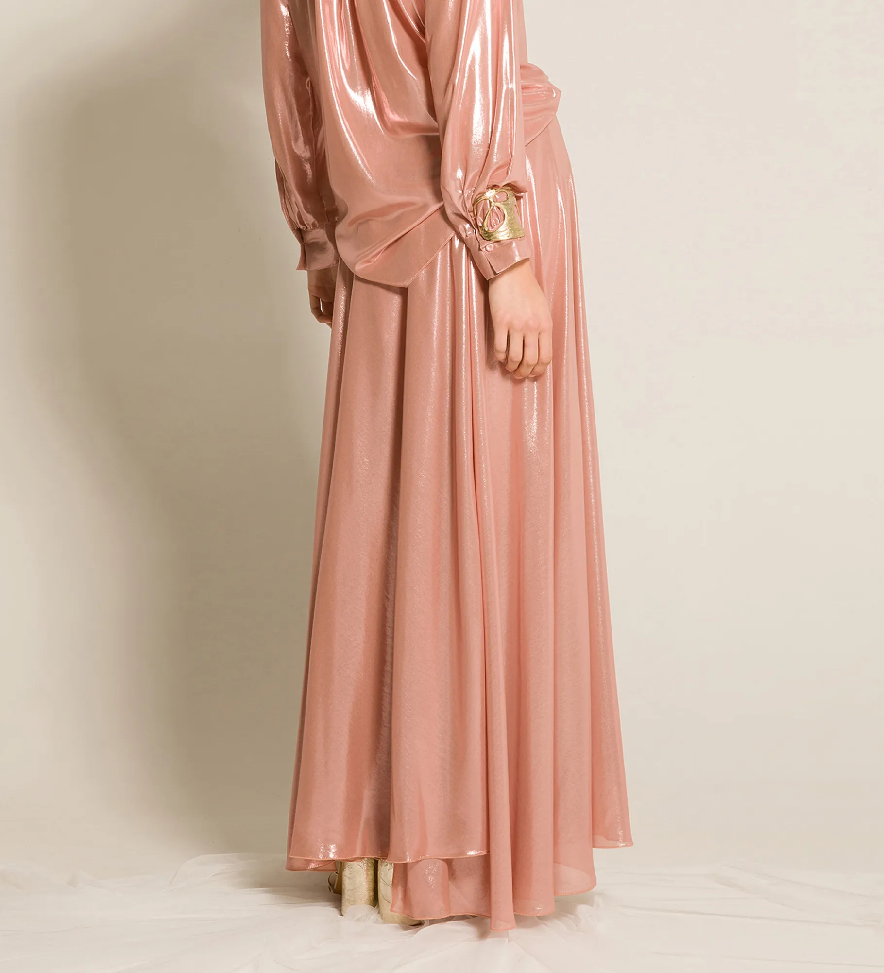 forte_forte Jupes^la jupe en georgette laminée rose