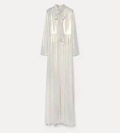 forte_forte Robes^la robe avec nœud en georgette laminée light gold