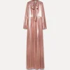 forte_forte Robes^la robe avec nœud en georgette laminée rose