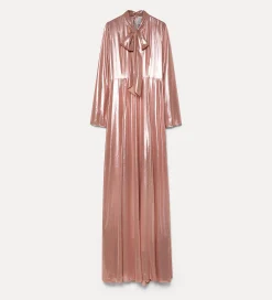 forte_forte Robes^la robe avec nœud en georgette laminée rose