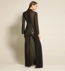 forte_forte Robes^la robe avec nœud en georgette de soie nero
