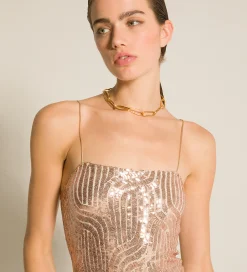 forte_forte Robes^la robe chic en micro–paillettes rose