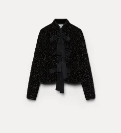 forte_forte Vestes^la veste en velours à pois pailletés matelassé nero