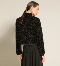 forte_forte Vestes^la veste en velours à pois pailletés matelassé nero