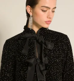 forte_forte Vestes^la veste en velours à pois pailletés matelassé nero