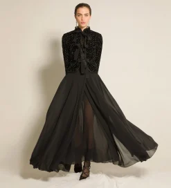 forte_forte Vestes^la veste en velours à pois pailletés matelassé nero