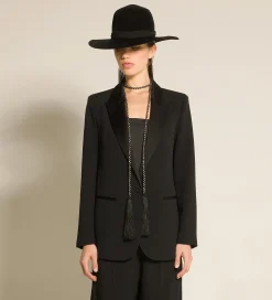 forte_forte Vestes^la veste smoking en satin enver nero
