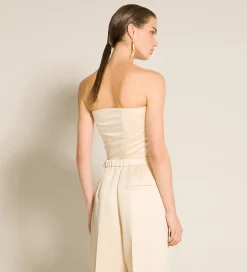 forte_forte Hauts^le bustier avec ceinture en duchesse contemporaine avorio