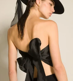 forte_forte Hauts^le bustier avec ceinture en duchesse contemporaine nero
