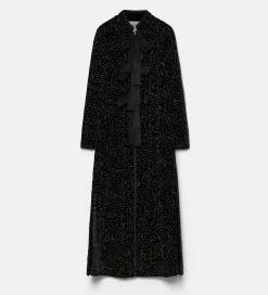 forte_forte Manteaux^le manteau en velours à pois pailletés matelassé nero