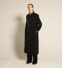 forte_forte Manteaux^le manteau en velours à pois pailletés matelassé nero