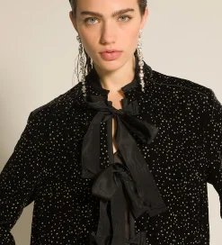 forte_forte Manteaux^le manteau en velours à pois pailletés matelassé nero