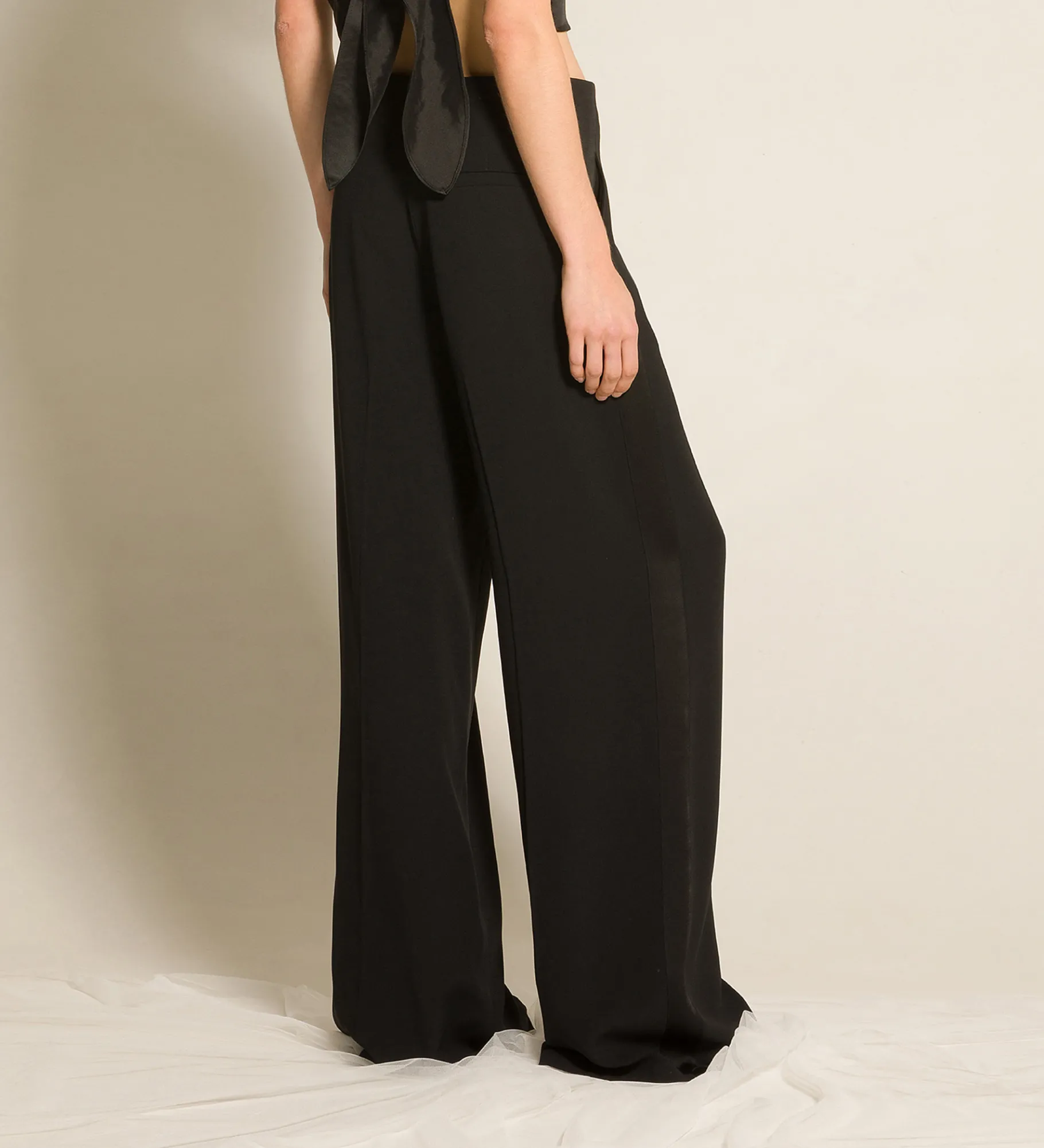 forte_forte Pantalons^le pantalon smoking en satin enver nero