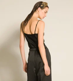 forte_forte Hauts^le top en satin enver nero