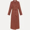 forte_forte Manteaux^manteau avec ceinture en toile de lin cacao