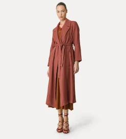 forte_forte Manteaux^manteau avec ceinture en toile de lin cacao