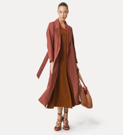 forte_forte Manteaux^manteau avec ceinture en toile de lin cacao
