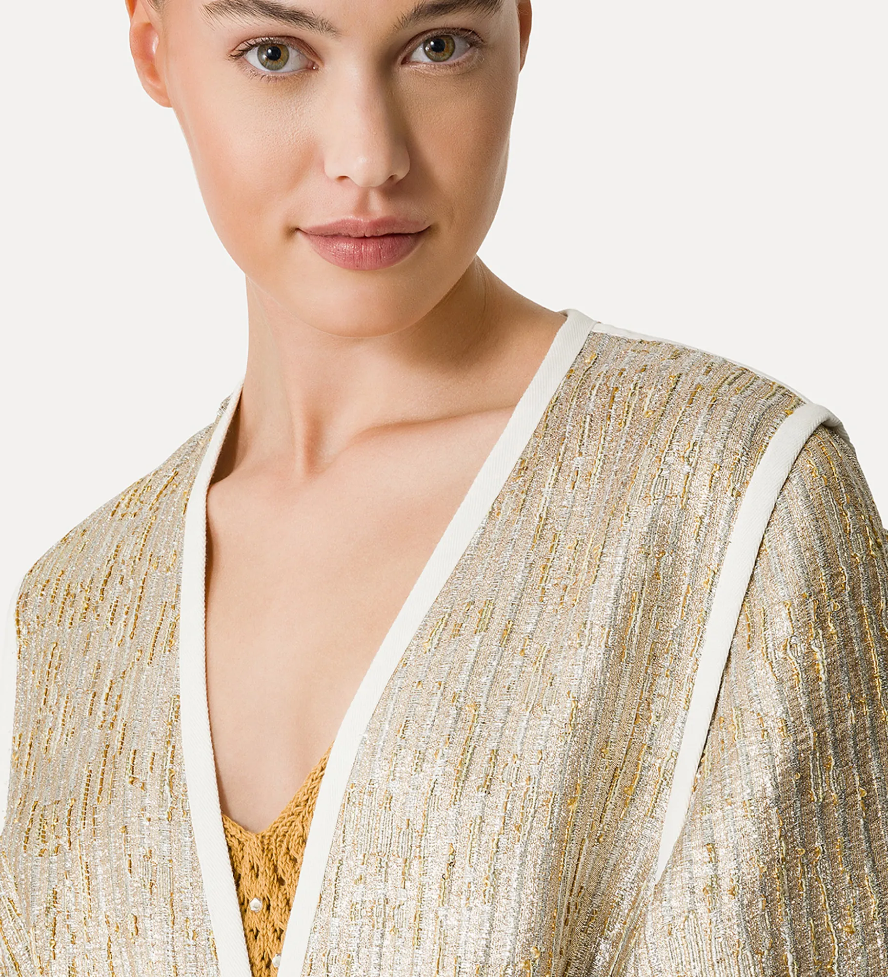 forte_forte Manteaux^manteau jacquard en lurex “twinkle” gold