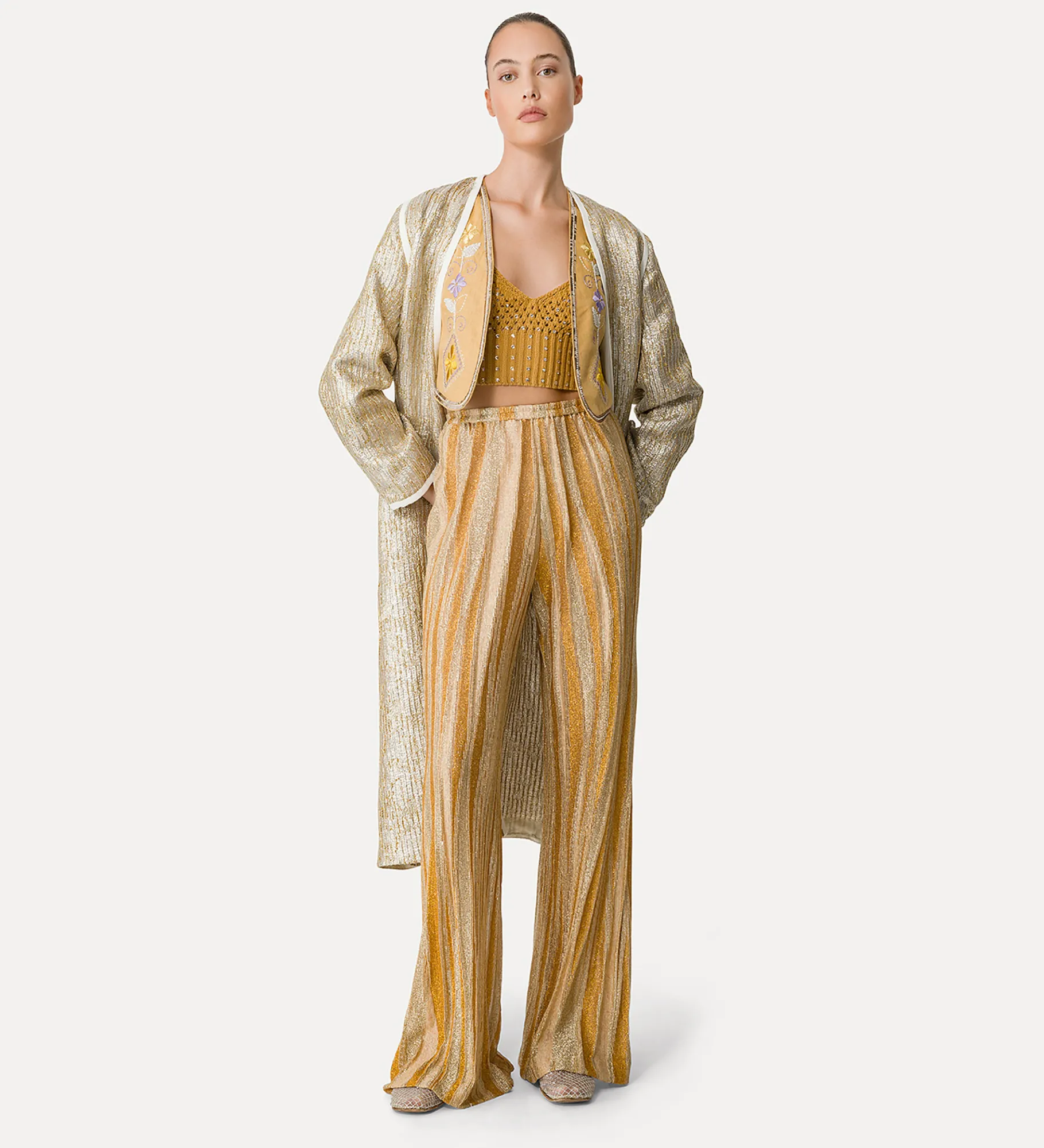 forte_forte Manteaux^manteau jacquard en lurex “twinkle” gold