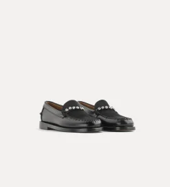 forte_forte Chaussures^mocassins en veau et poulain avec strass nero