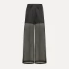 forte_forte Pantalons^pantalon à jambes larges en organza de soie noir