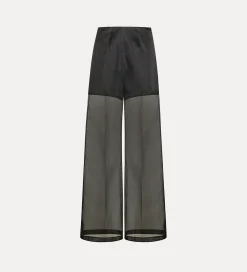forte_forte Pantalons^pantalon à jambes larges en organza de soie noir