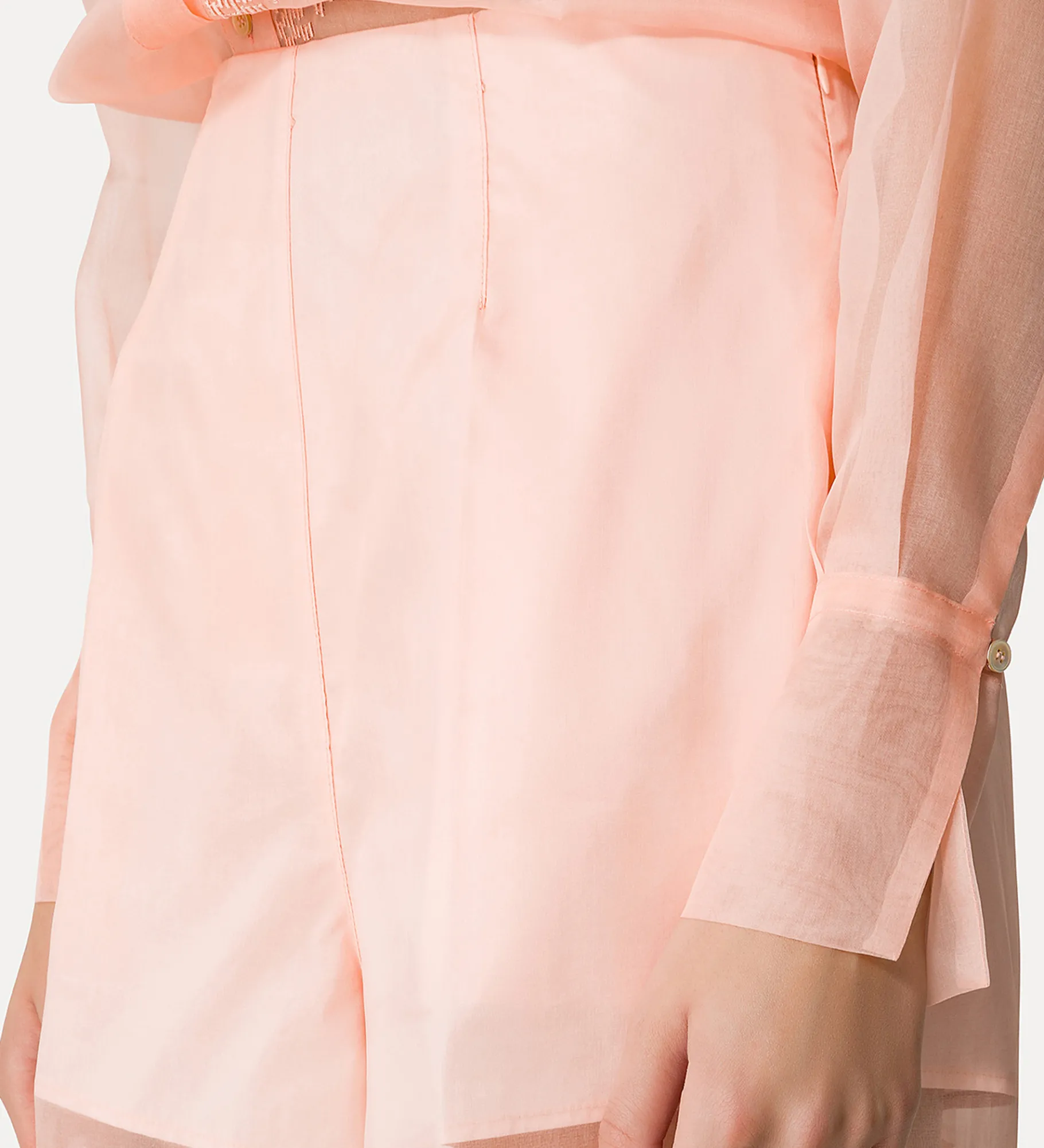 forte_forte Pantalons^pantalon à jambes larges en organza de soie pesco
