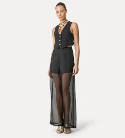 forte_forte Pantalons^pantalon à jambes larges en organza de soie noir