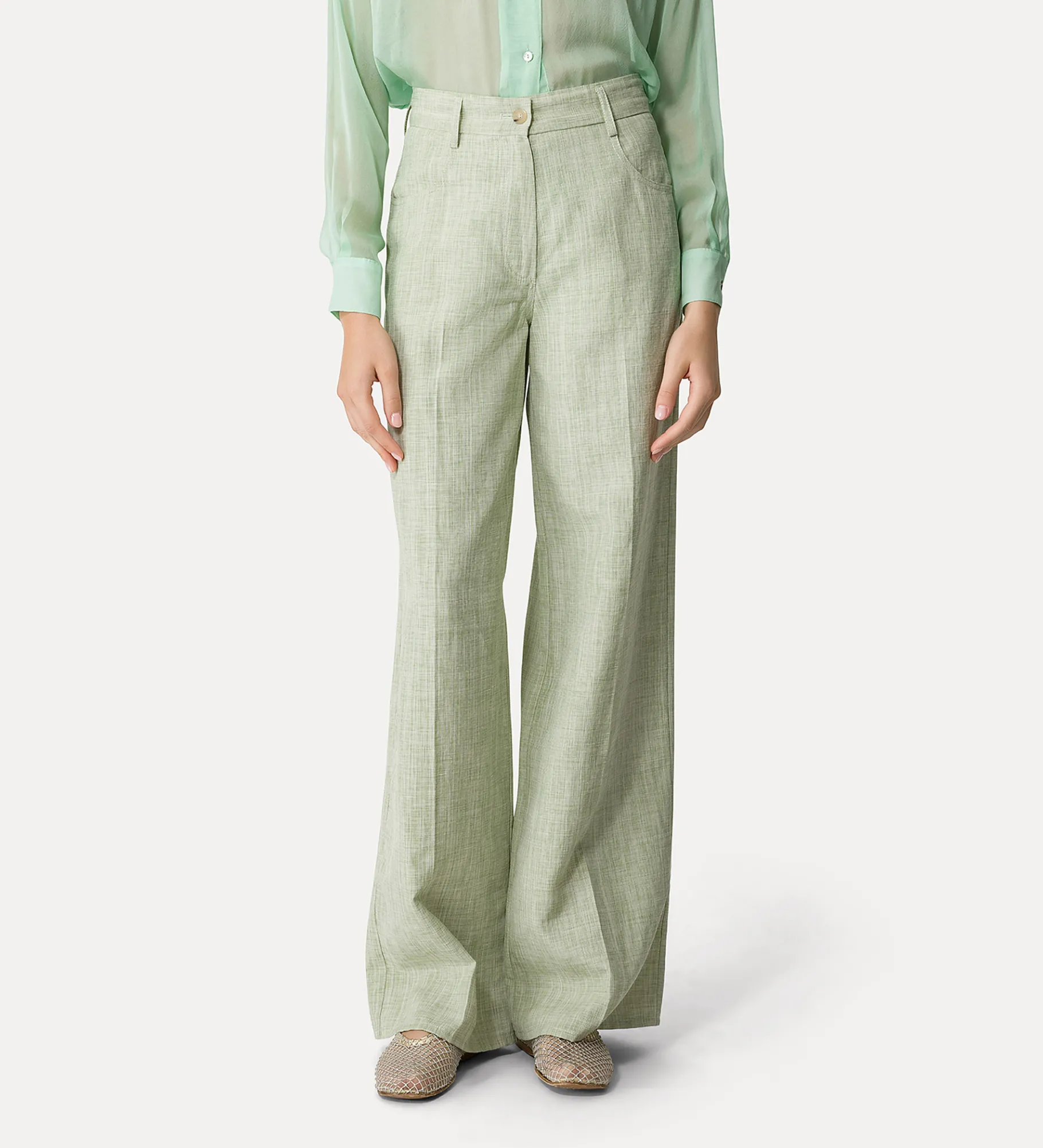 forte_forte Pantalons^pantalon à 5 poches pour femme fil à fil aloe