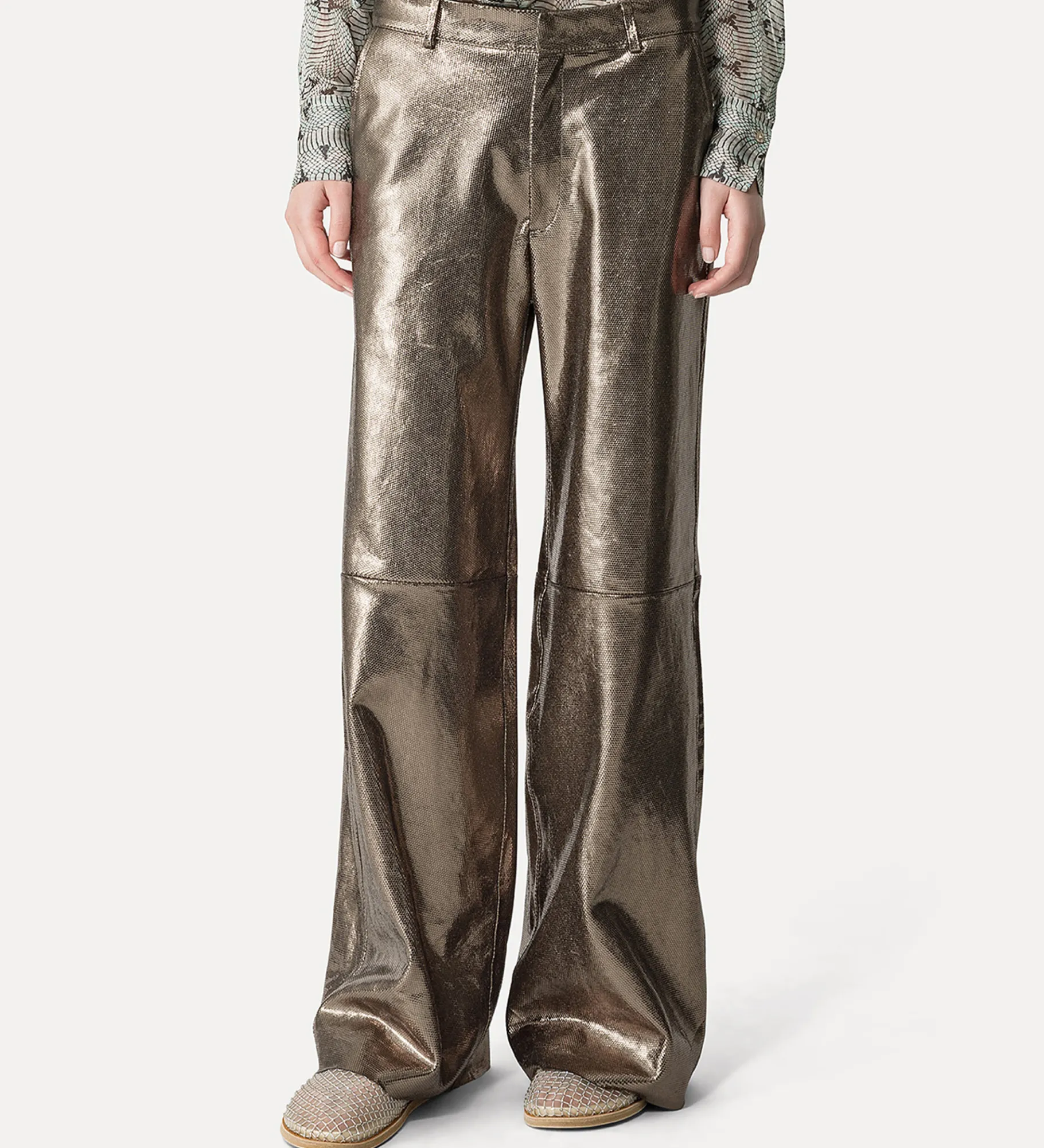forte_forte Pantalons^pantalon ample en daim nid d'abeille gun metal