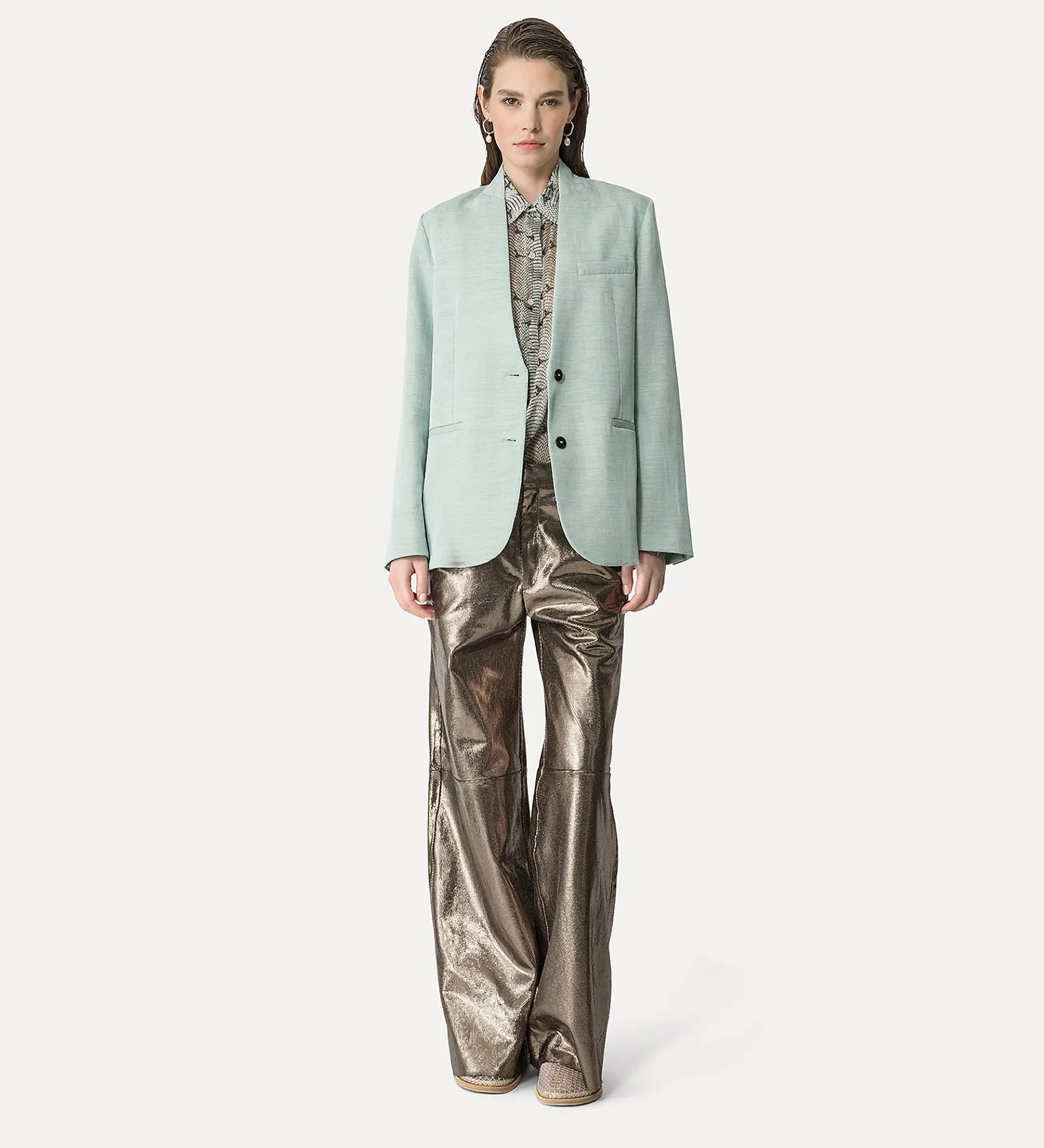 forte_forte Pantalons^pantalon ample en daim nid d'abeille gun metal