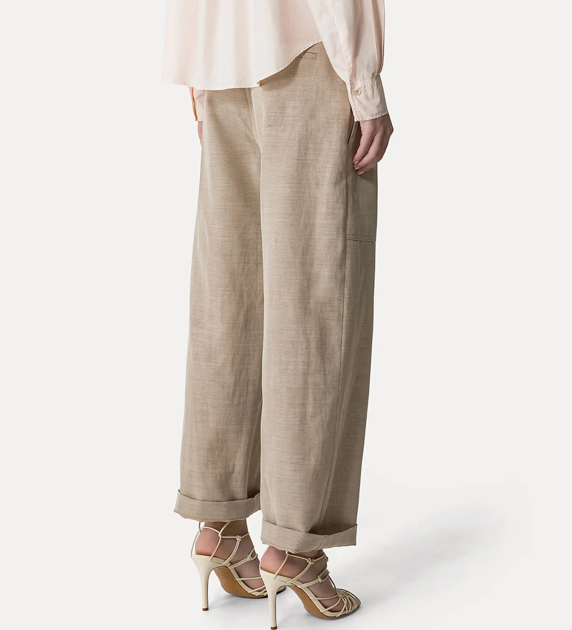 forte_forte Pantalons^pantalon cargo en lin mélangé sable dune