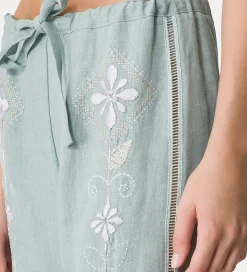 forte_forte Pantalons^pantalon en lin avec cordon coulissant pour femme acqua