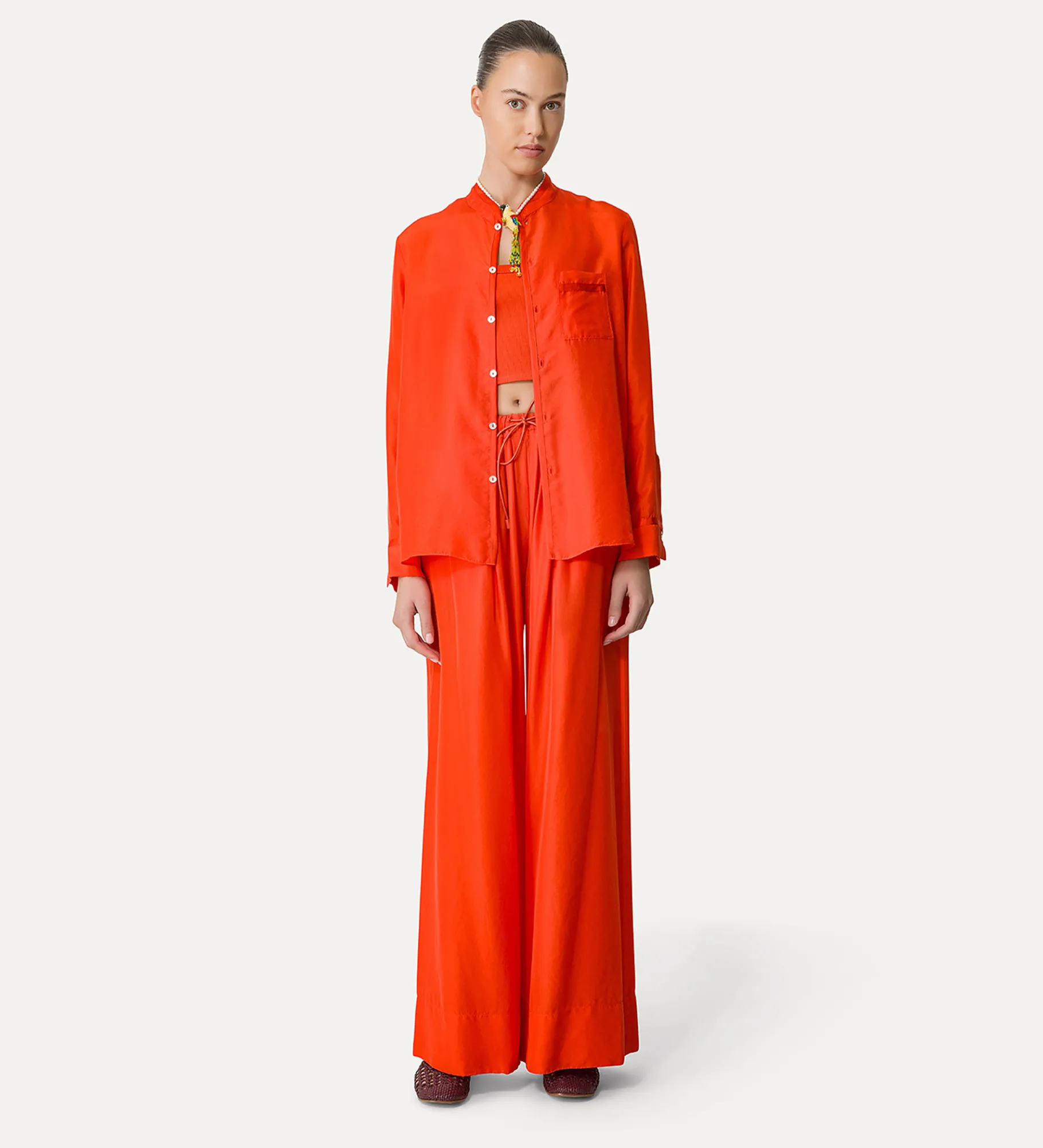forte_forte Pantalons^pantalon en soie avec cordon coulissant papavero