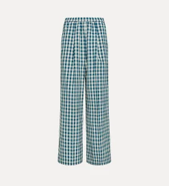 forte_forte Pantalons^pantalon palazzo en vichy bleu paon peacock