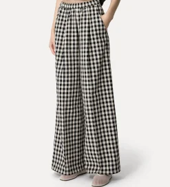 forte_forte Pantalons^pantalon palazzo en vichy de coton abisso