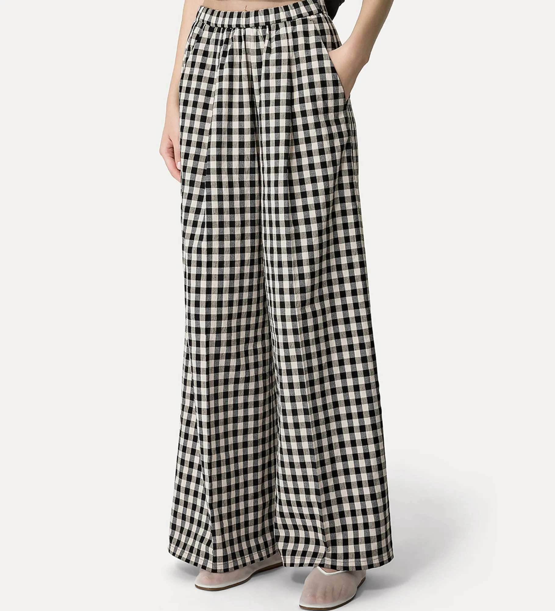 forte_forte Pantalons^pantalon palazzo en vichy de coton abisso