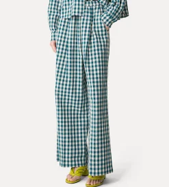 forte_forte Pantalons^pantalon palazzo en vichy bleu paon peacock