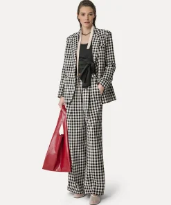 forte_forte Pantalons^pantalon palazzo en vichy de coton abisso