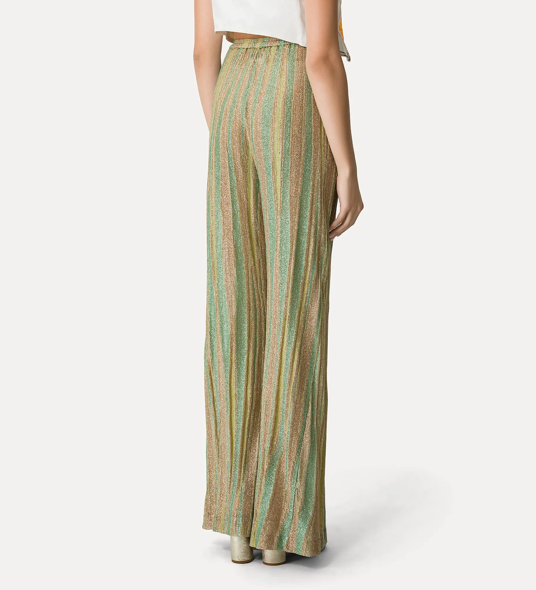 forte_forte Pantalons^pantalon évasé en jacquard lurex clorofilla