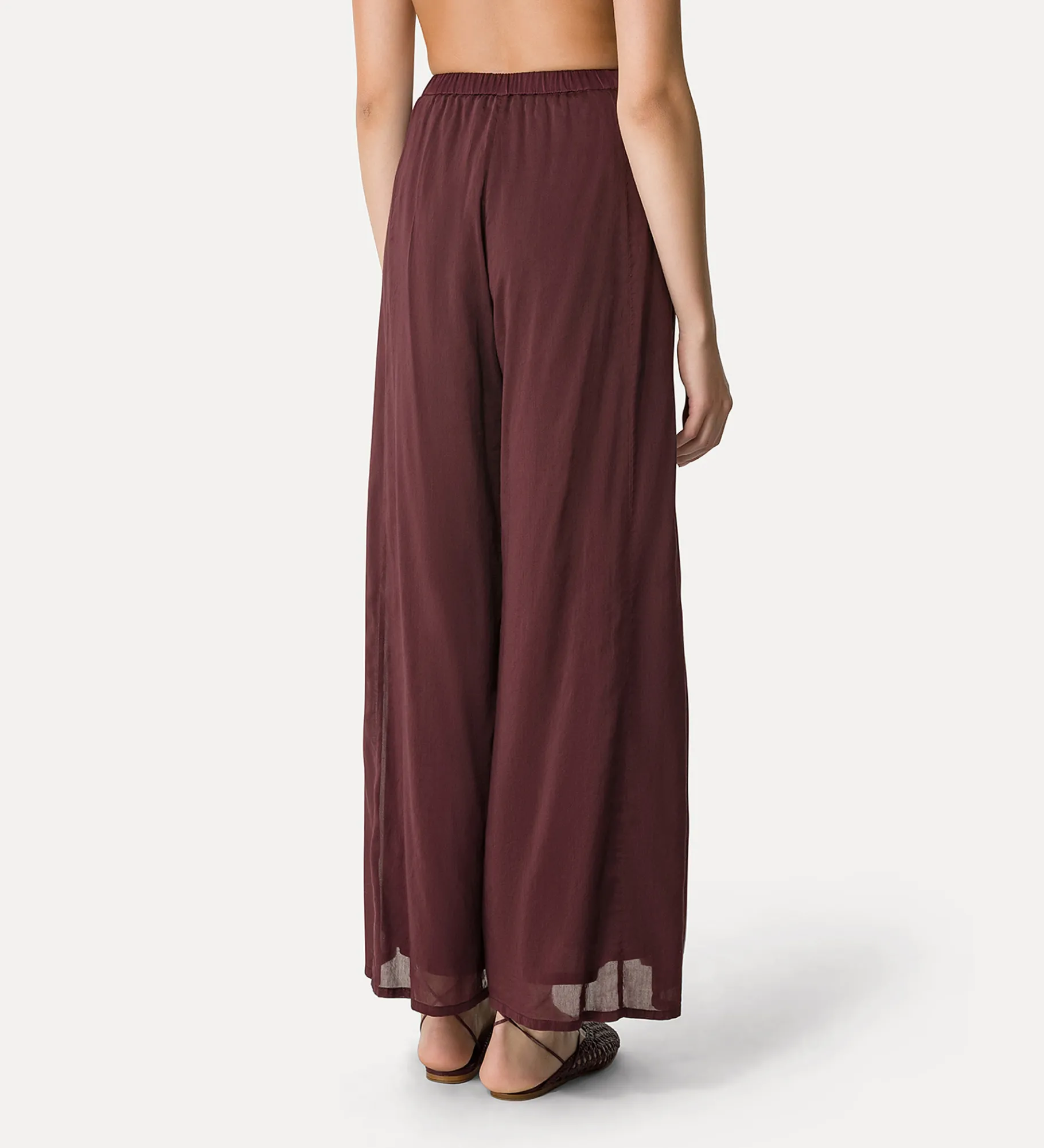 forte_forte Pantalons^pantalon évasé en voile de coton et soie black orchid